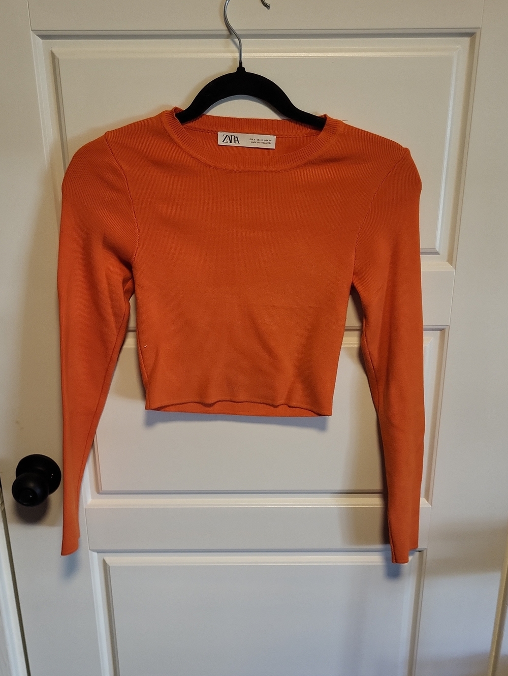 ZARA Orange Cropped Long-Sleeve Knit Top